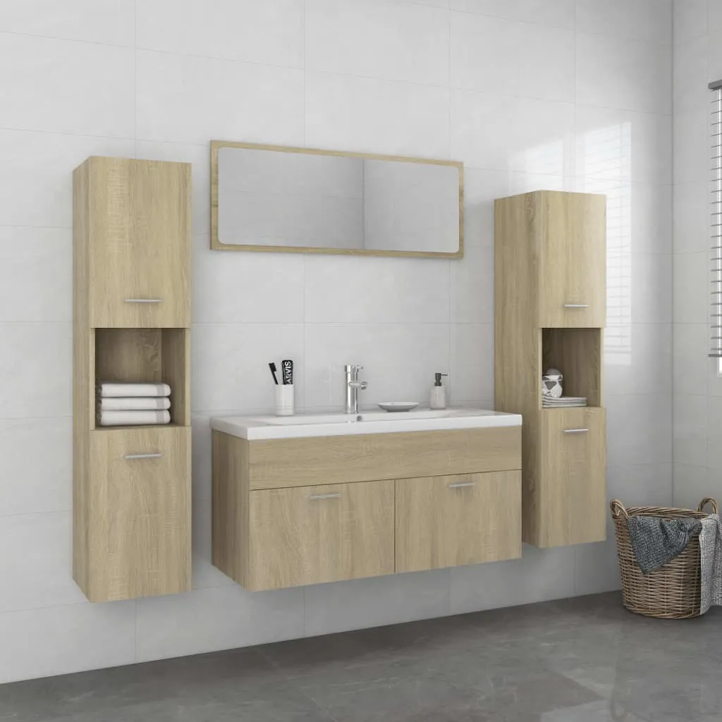 vidaXL Set Mobili da Bagno Rovere Sonoma in Legno Multistrato