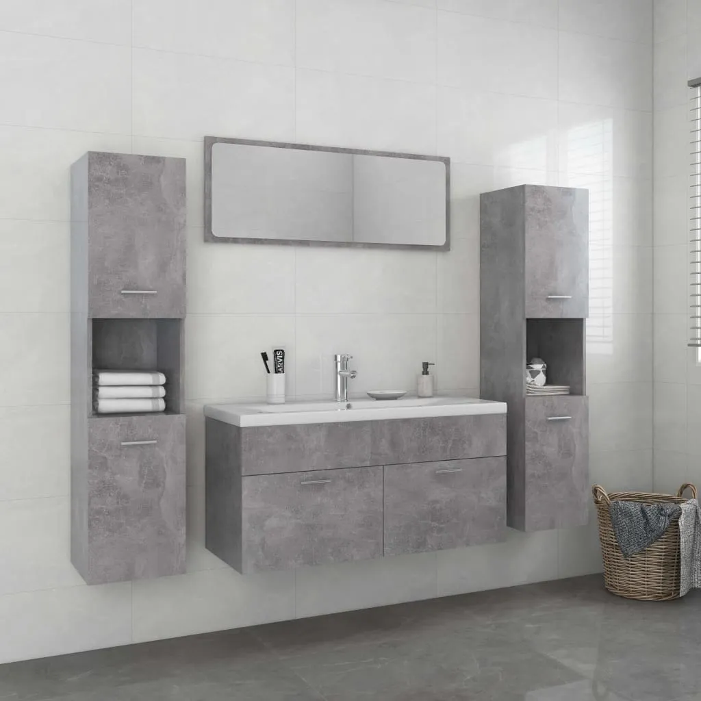 vidaXL Set Mobili da Bagno Grigio Cemento in Legno Multistrato