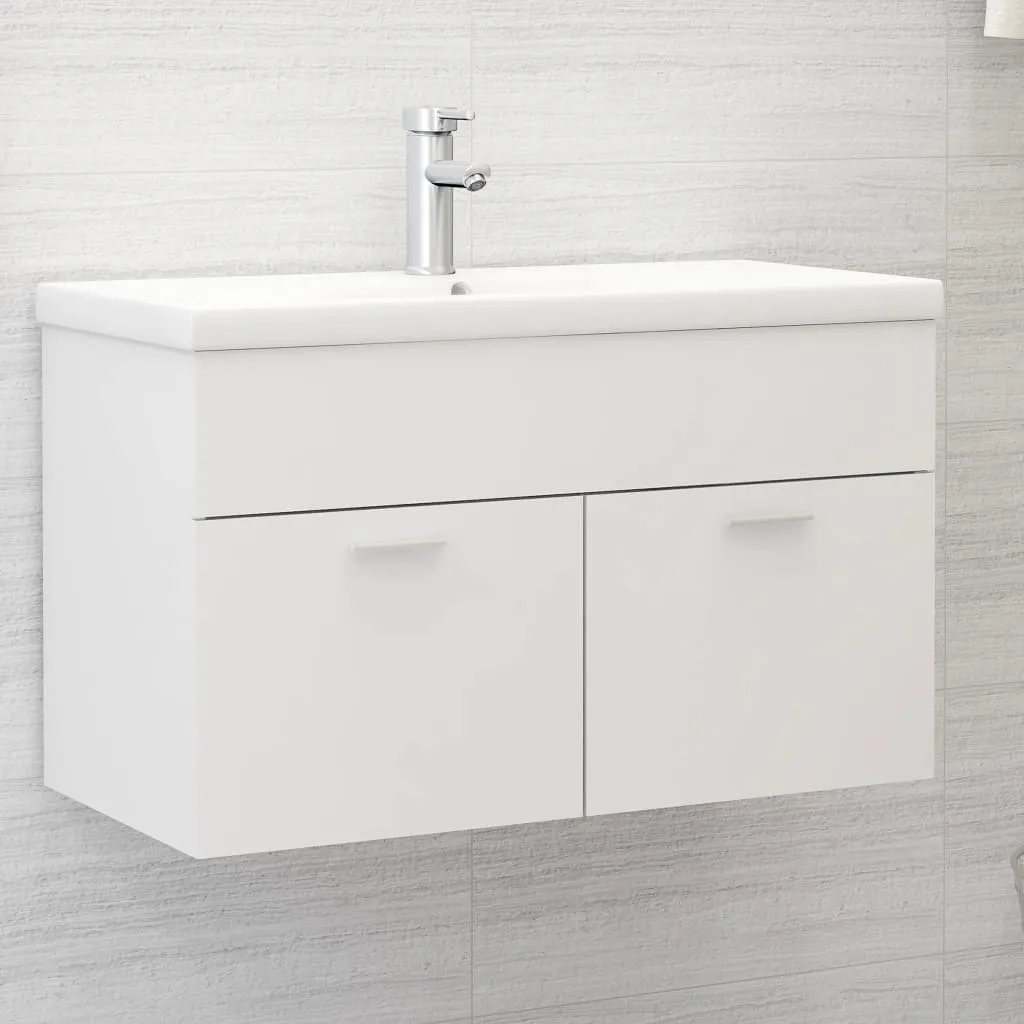 vidaXL Mobile da Bagno con Lavabo Integrato Bianco in Truciolato