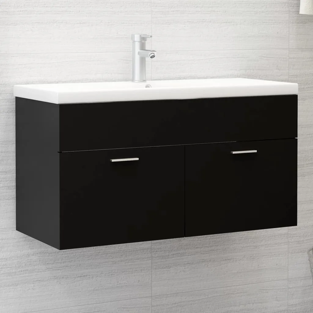 vidaXL Mobile con Lavabo Integrato Nero in Legno Multistrato