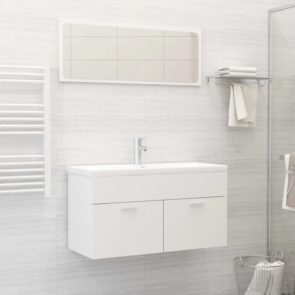 vidaXL Set Mobili da Bagno Bianco in Truciolato