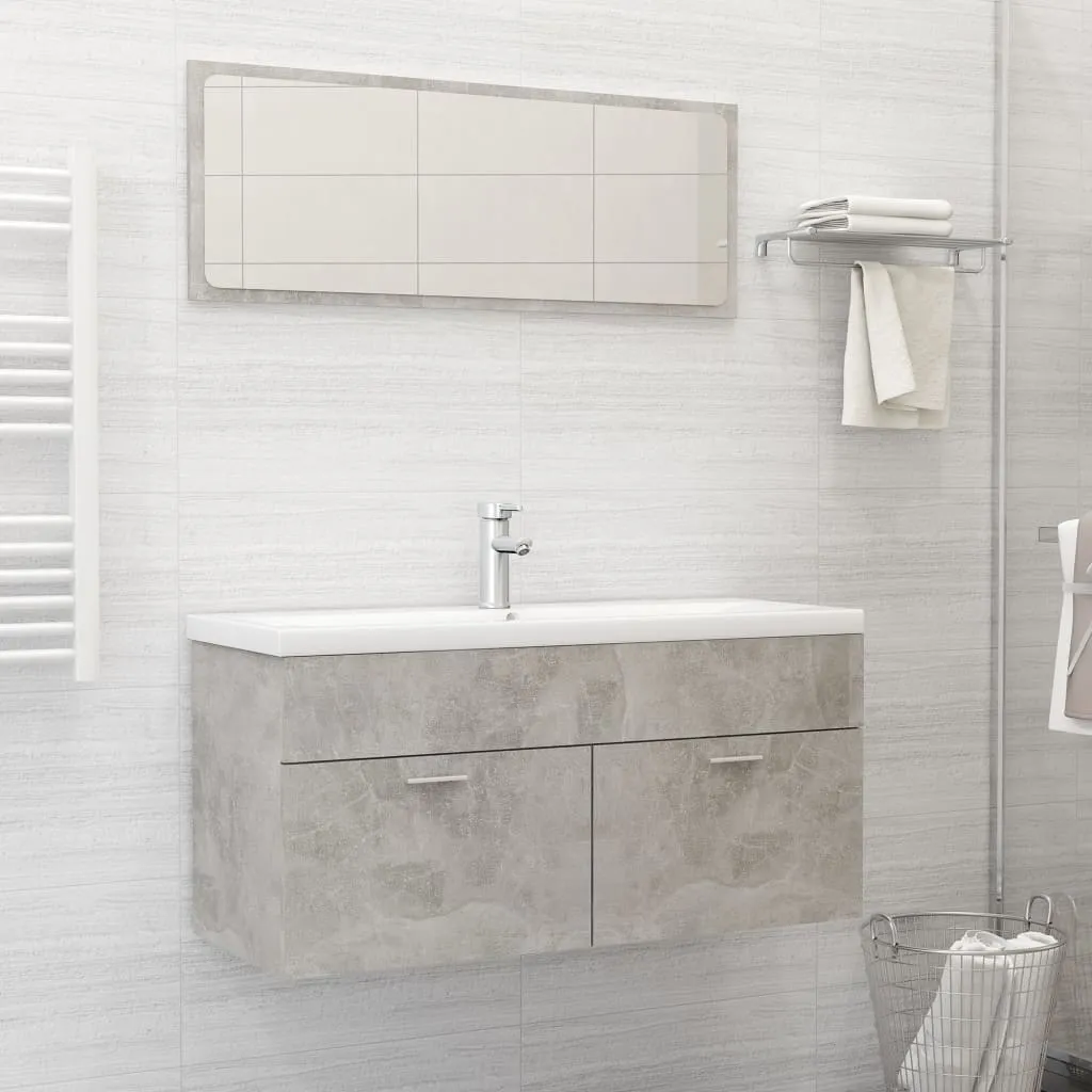 vidaXL Set Mobili da Bagno Grigio Cemento in Legno Multistrato