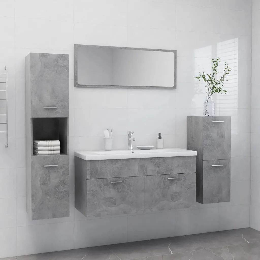 vidaXL Set Mobili da Bagno Grigio Cemento in Legno Multistrato