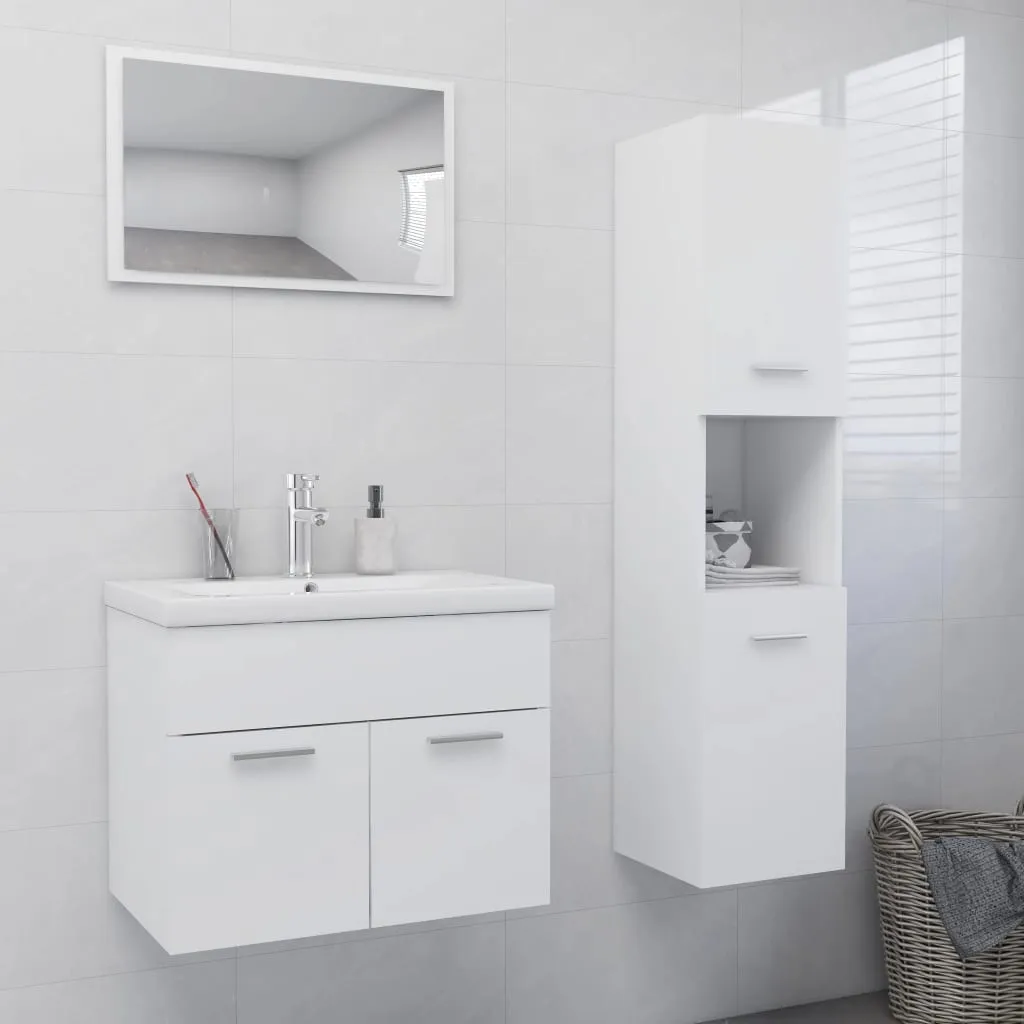 vidaXL Set Mobili da Bagno Bianco in Truciolato