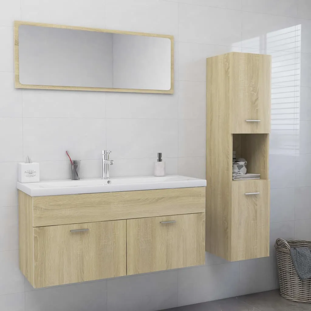 vidaXL Set Mobili da Bagno Rovere Sonoma in Legno Multistrato