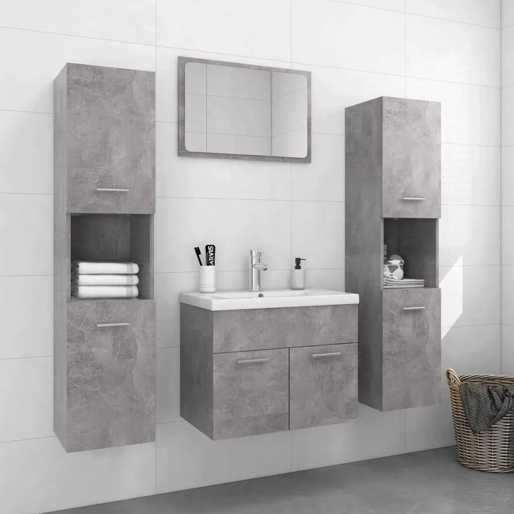 vidaXL Set Mobili da Bagno Grigio Cemento in Truciolato