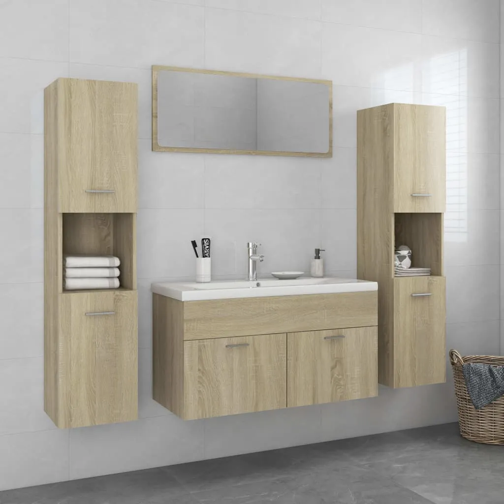 vidaXL Set Mobili da Bagno Rovere Sonoma in Truciolato