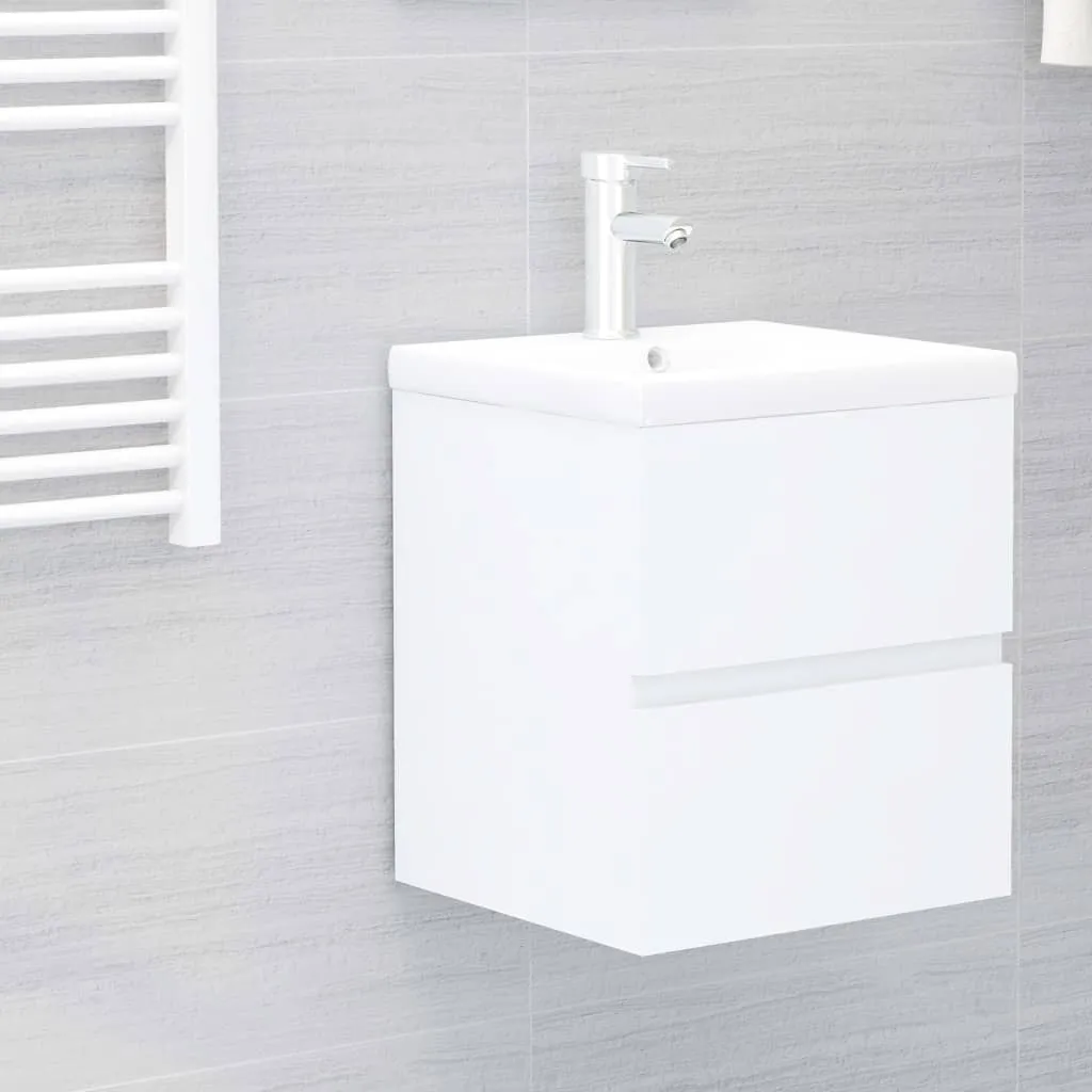 vidaXL Mobile Bagno con Lavabo Integrato Bianco in Truciolato