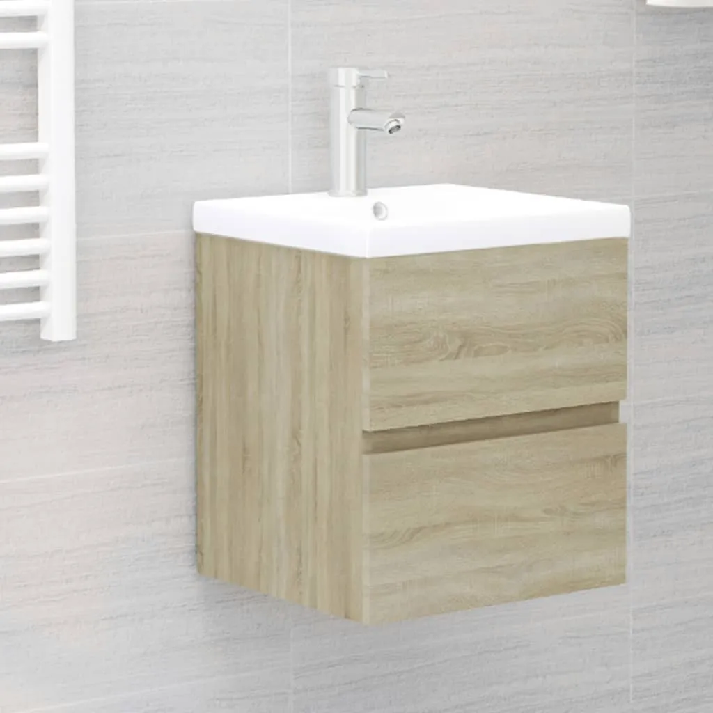 vidaXL Mobile Bagno con Lavabo Integrato Rovere Sonoma in Truciolato