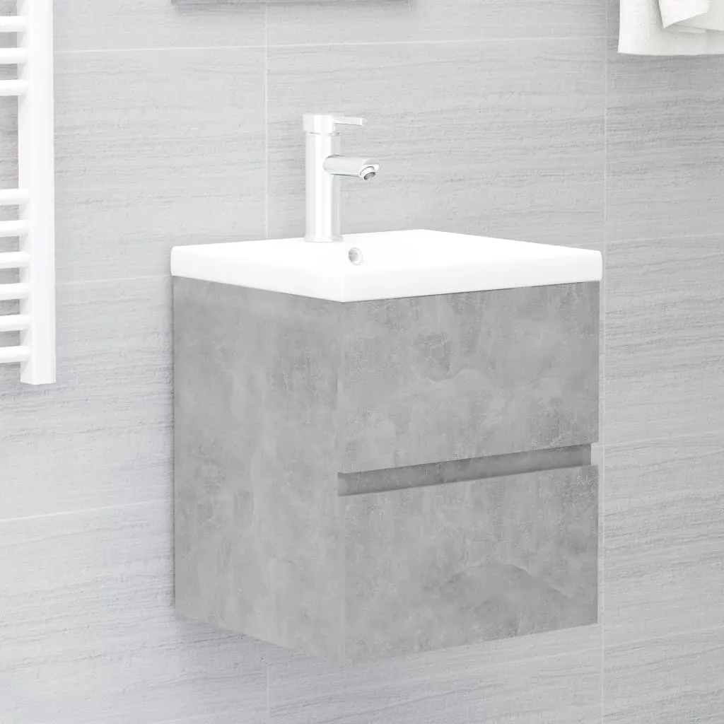 vidaXL Mobile Bagno con Lavabo Integrato Grigio Cemento in Truciolato