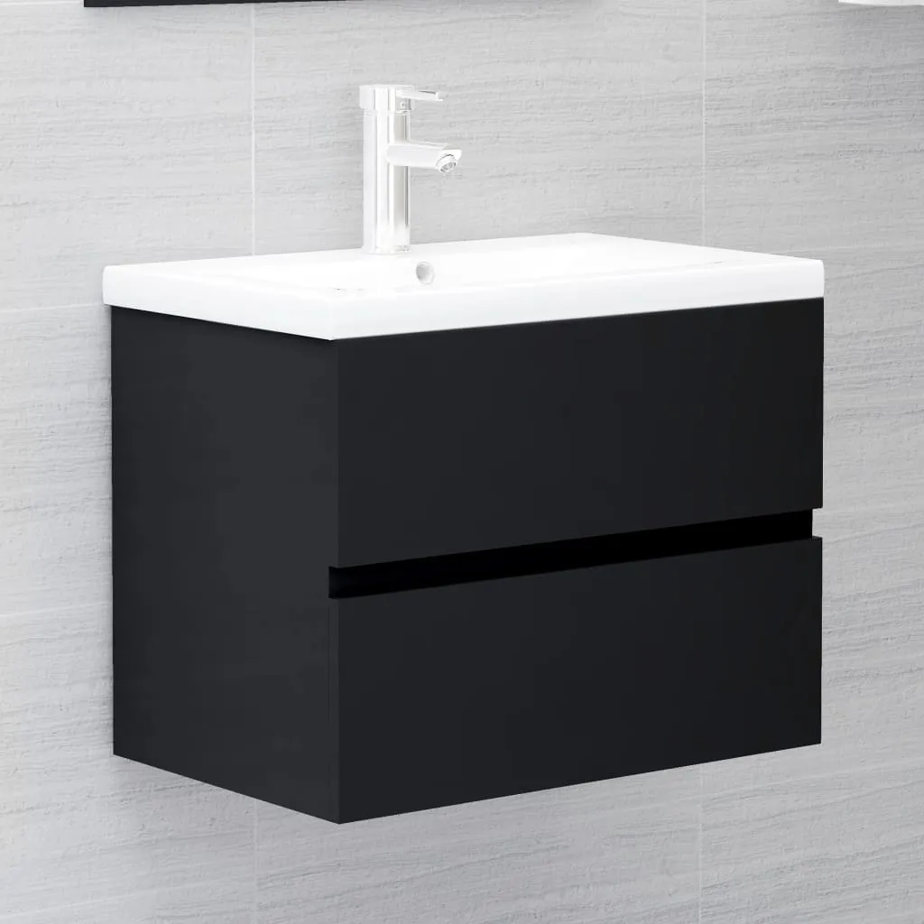 vidaXL Mobile Bagno con Lavabo Integrato Nero in Truciolato