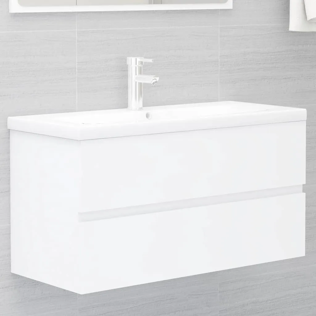 vidaXL Mobile da Bagno con Lavabo Integrato Bianco in Truciolato