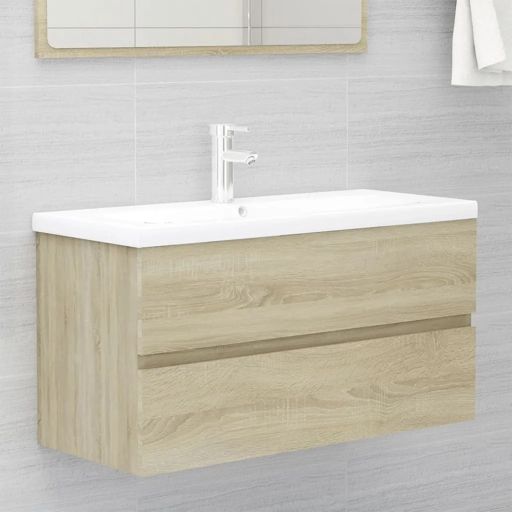 vidaXL Mobile Bagno con Lavabo Integrato Rovere Sonoma in Truciolato