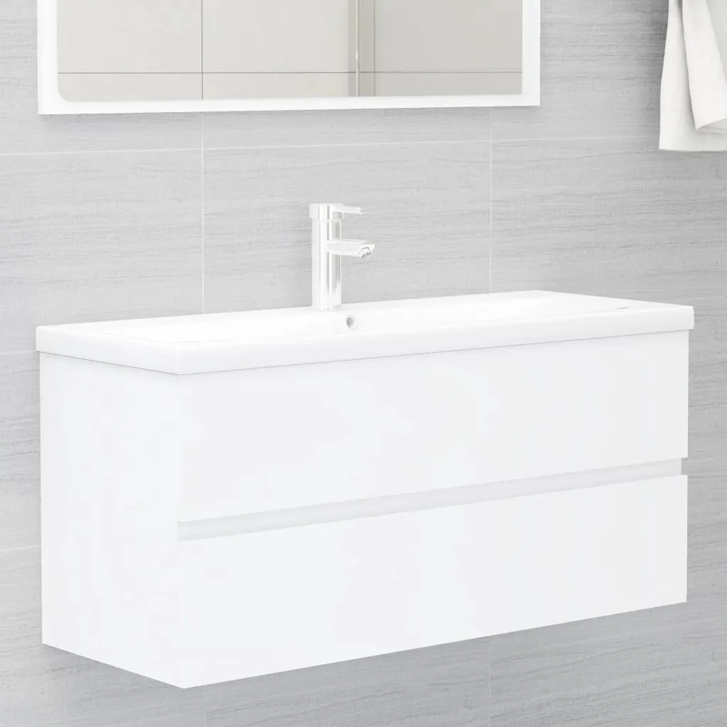 vidaXL Mobile da Bagno con Lavabo Integrato Bianco in Truciolato