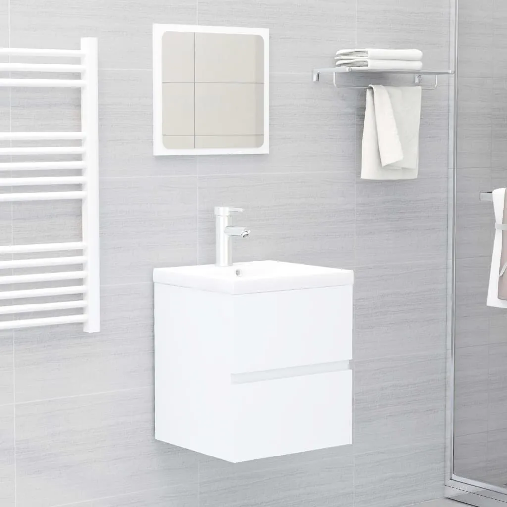 vidaXL Set Mobili da Bagno Bianco in Truciolato