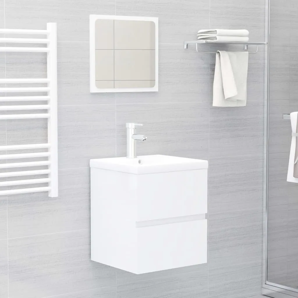 vidaXL Set Mobili da Bagno Bianco Lucido in Truciolato