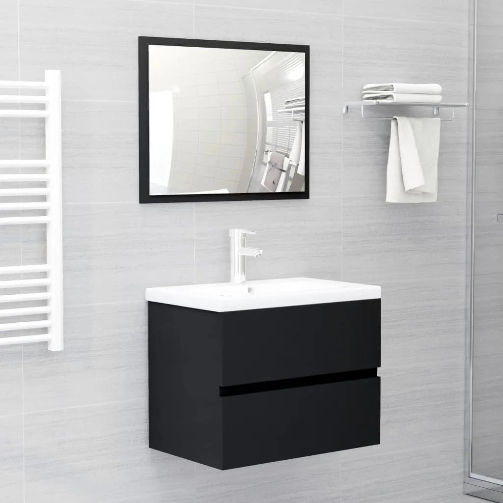 vidaXL Set Mobili da Bagno Nero in Truciolato