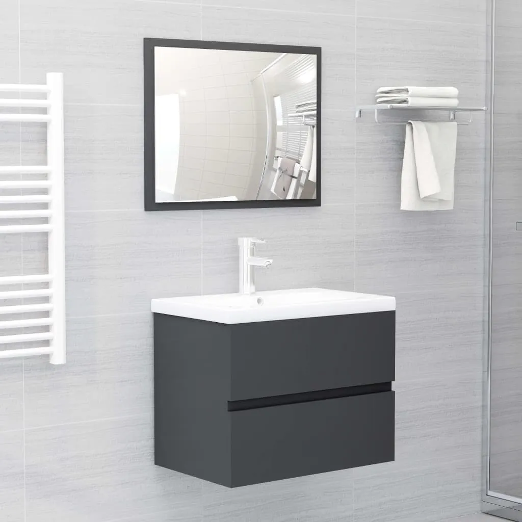 vidaXL Set Mobili da Bagno Grigio in Truciolato