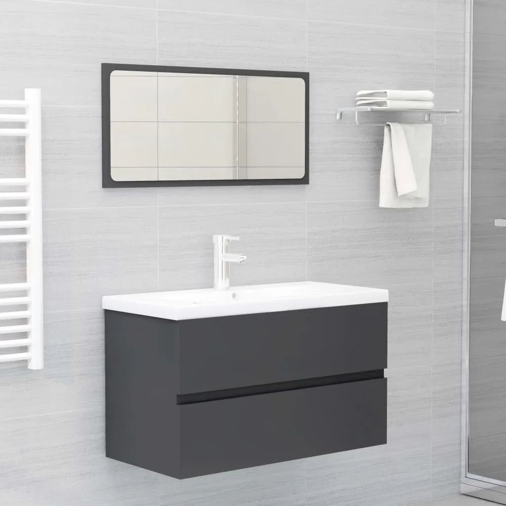 vidaXL Set Mobili da Bagno Grigio in Truciolato