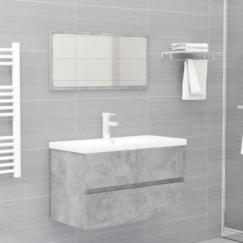 vidaXL Set Mobili da Bagno Grigio Cemento in Truciolato