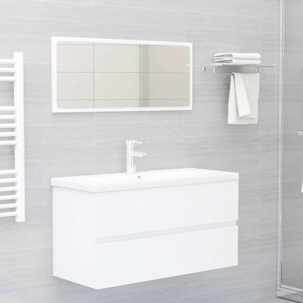 vidaXL Set Mobili da Bagno Bianco in Truciolato