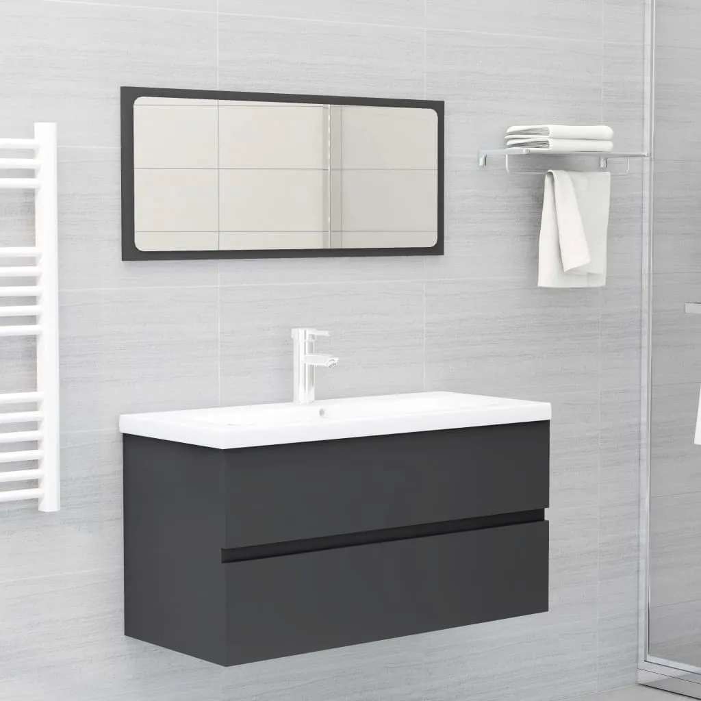 vidaXL Set Mobili da Bagno Grigio in Truciolato