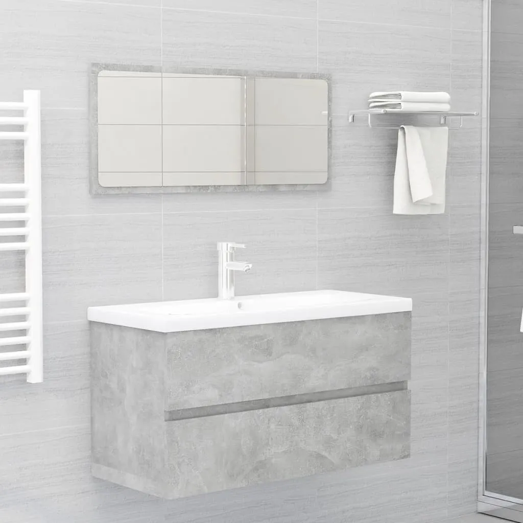 vidaXL Set Mobili da Bagno Grigio Cemento in Truciolato