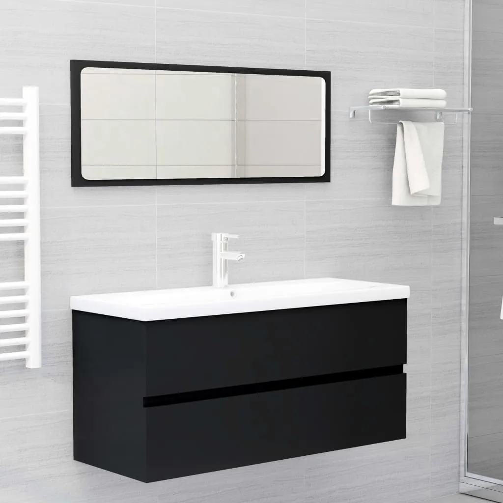 vidaXL Set Mobili da Bagno Nero in Truciolato