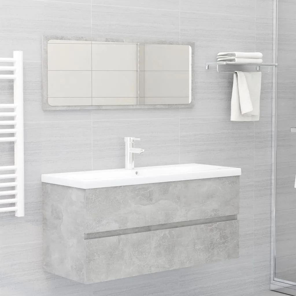 vidaXL Set Mobili da Bagno Grigio Cemento in Truciolato