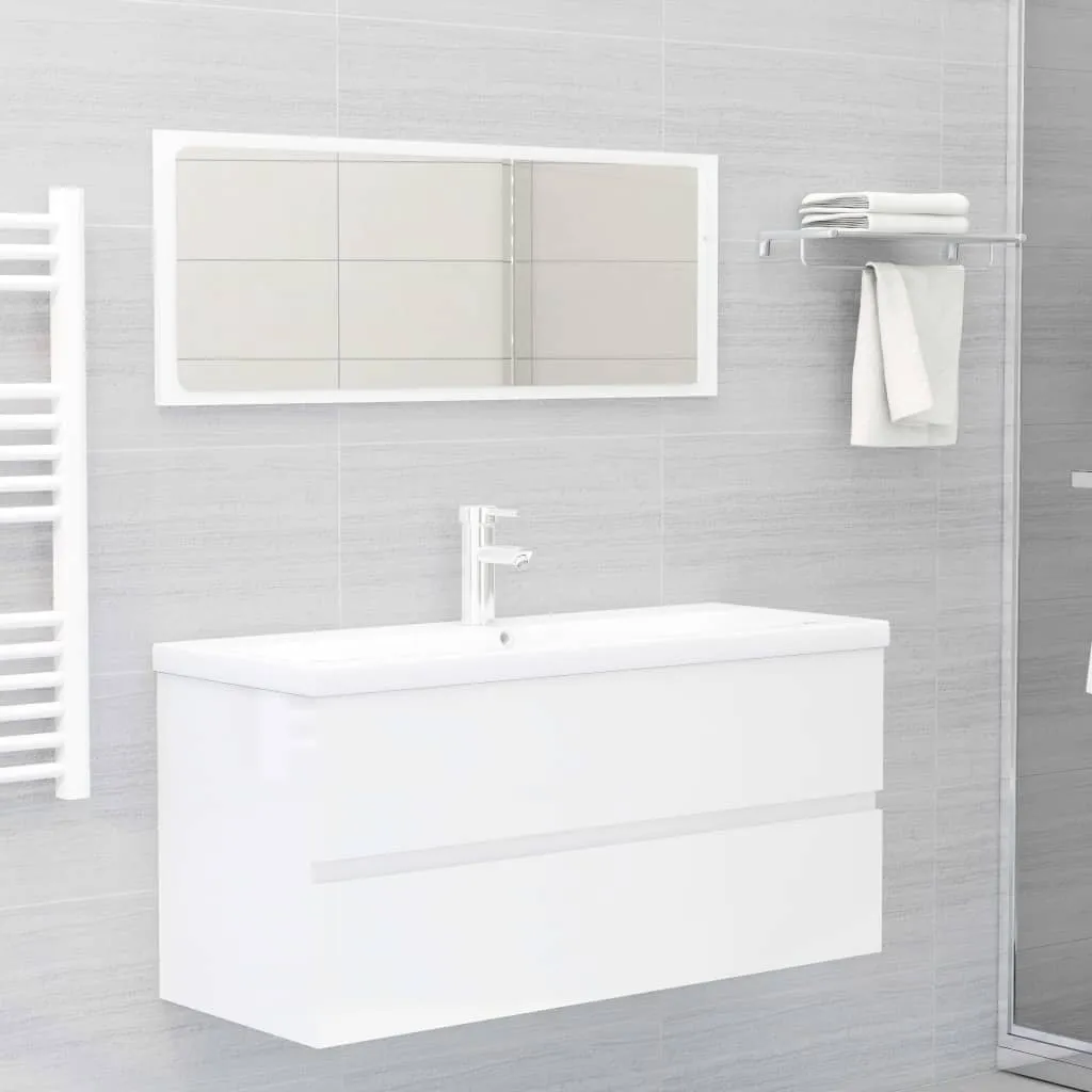 vidaXL Set Mobili da Bagno Bianco Lucido in Truciolato