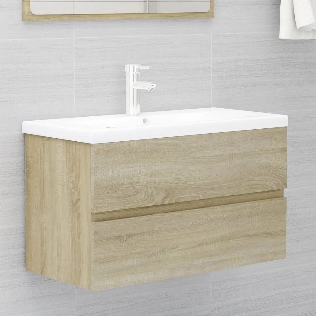 vidaXL Mobile Bagno con Lavabo Integrato Rovere Sonoma in Truciolato