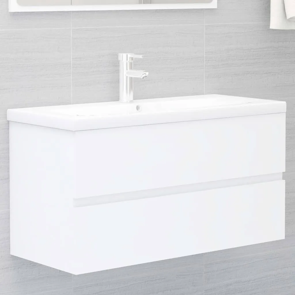 vidaXL Mobile da Bagno con Lavabo Integrato Bianco in Truciolato