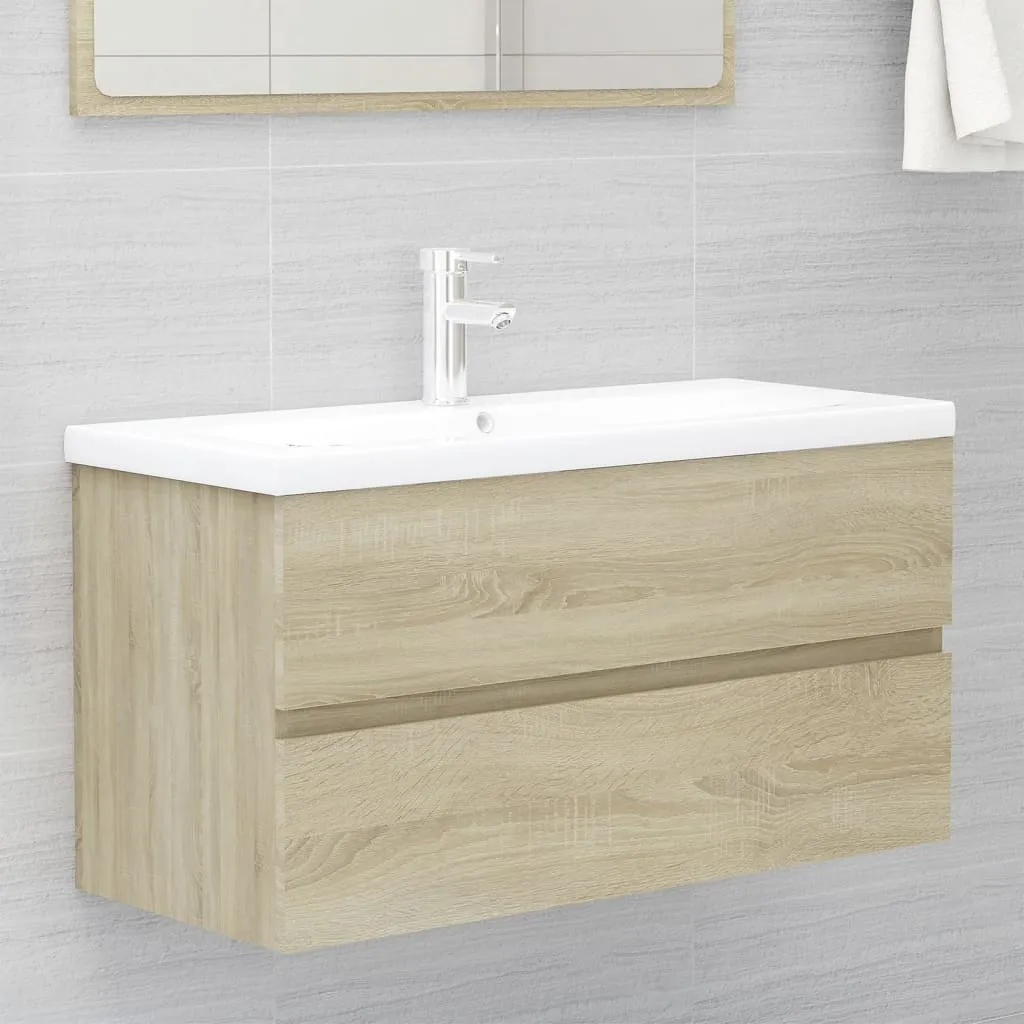 vidaXL Mobile Bagno con Lavabo Integrato Rovere Sonoma in Truciolato