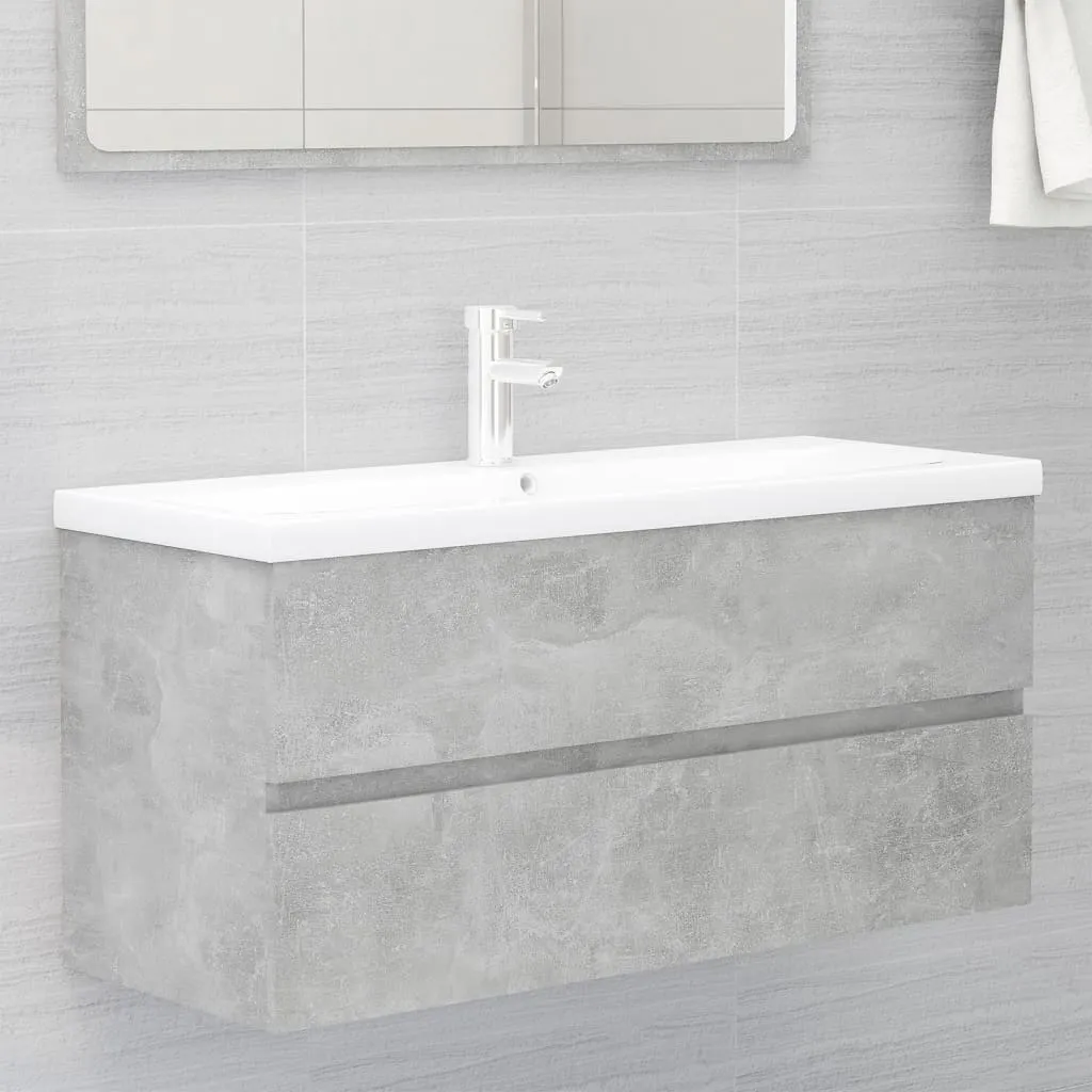 vidaXL Mobile Bagno con Lavabo Integrato Grigio Cemento in Truciolato