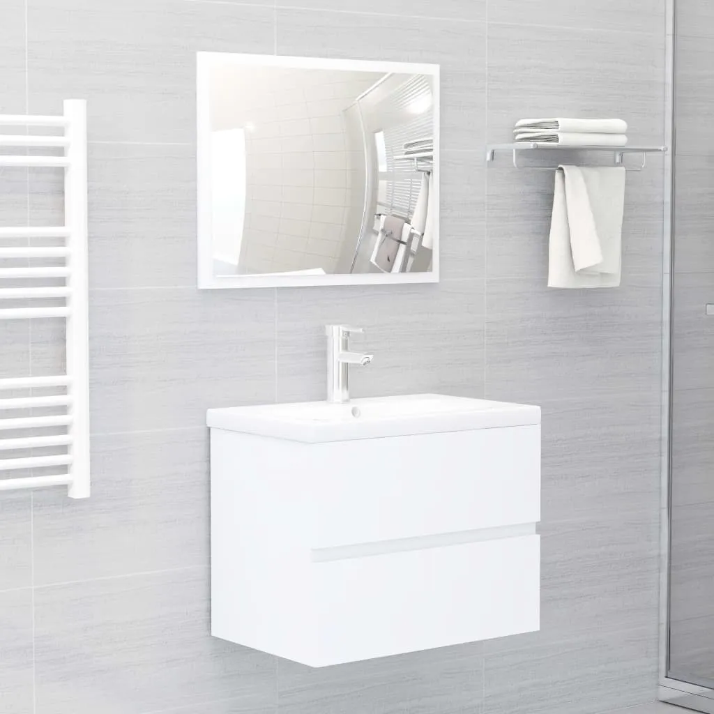 vidaXL Set Mobili da Bagno Bianco in Truciolato