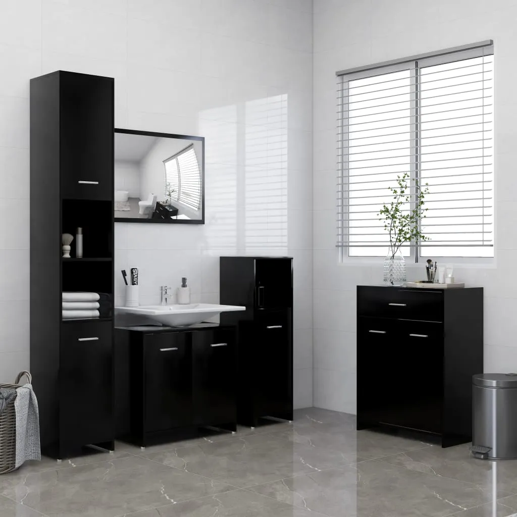 vidaXL Set Mobili da Bagno 4 pz Nero