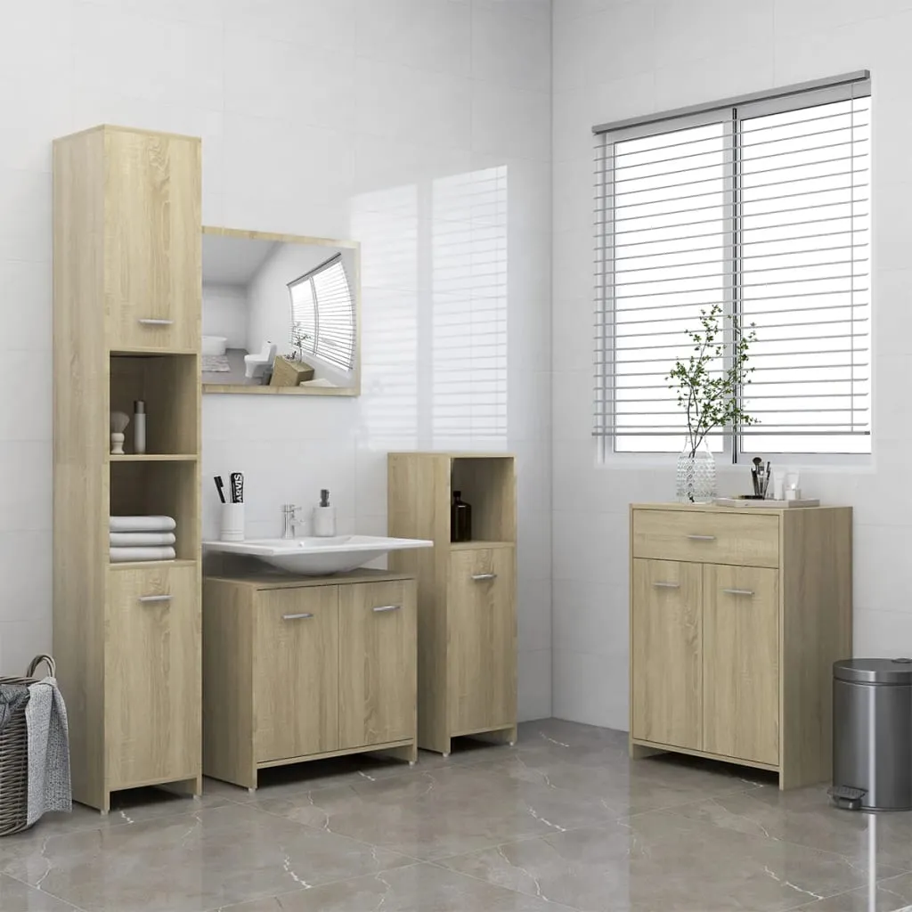 vidaXL Set Mobili da Bagno 4 pz Rovere Sonoma