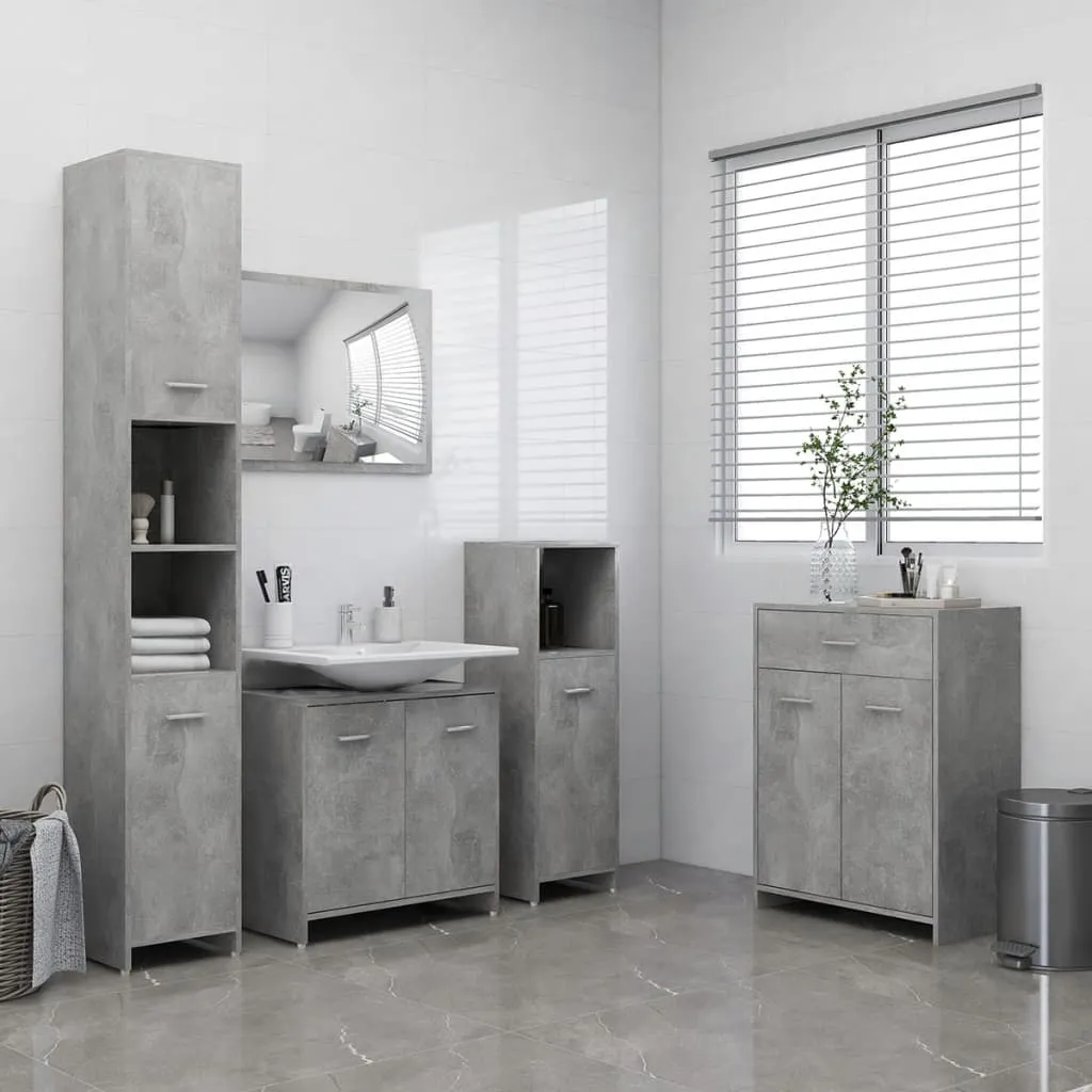 vidaXL Set Mobili da Bagno 4 pz Grigio Cemento