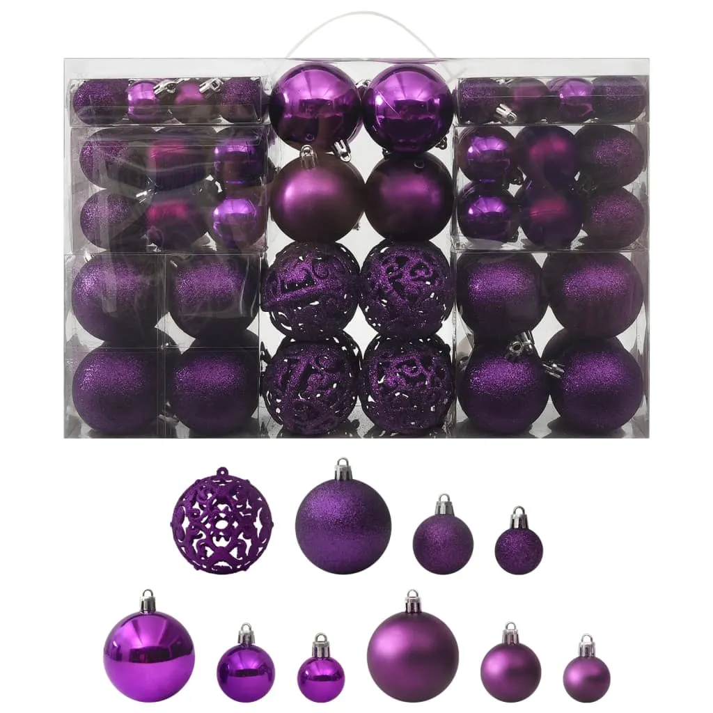 vidaXL Set Palline di Natale 100 pz Viola