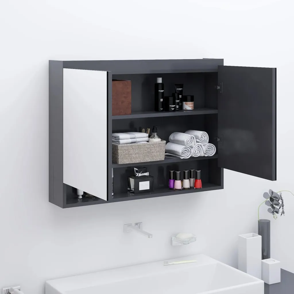 vidaXL Armadietto Bagno con Specchio 80x15x60 cm in MDF Grigio