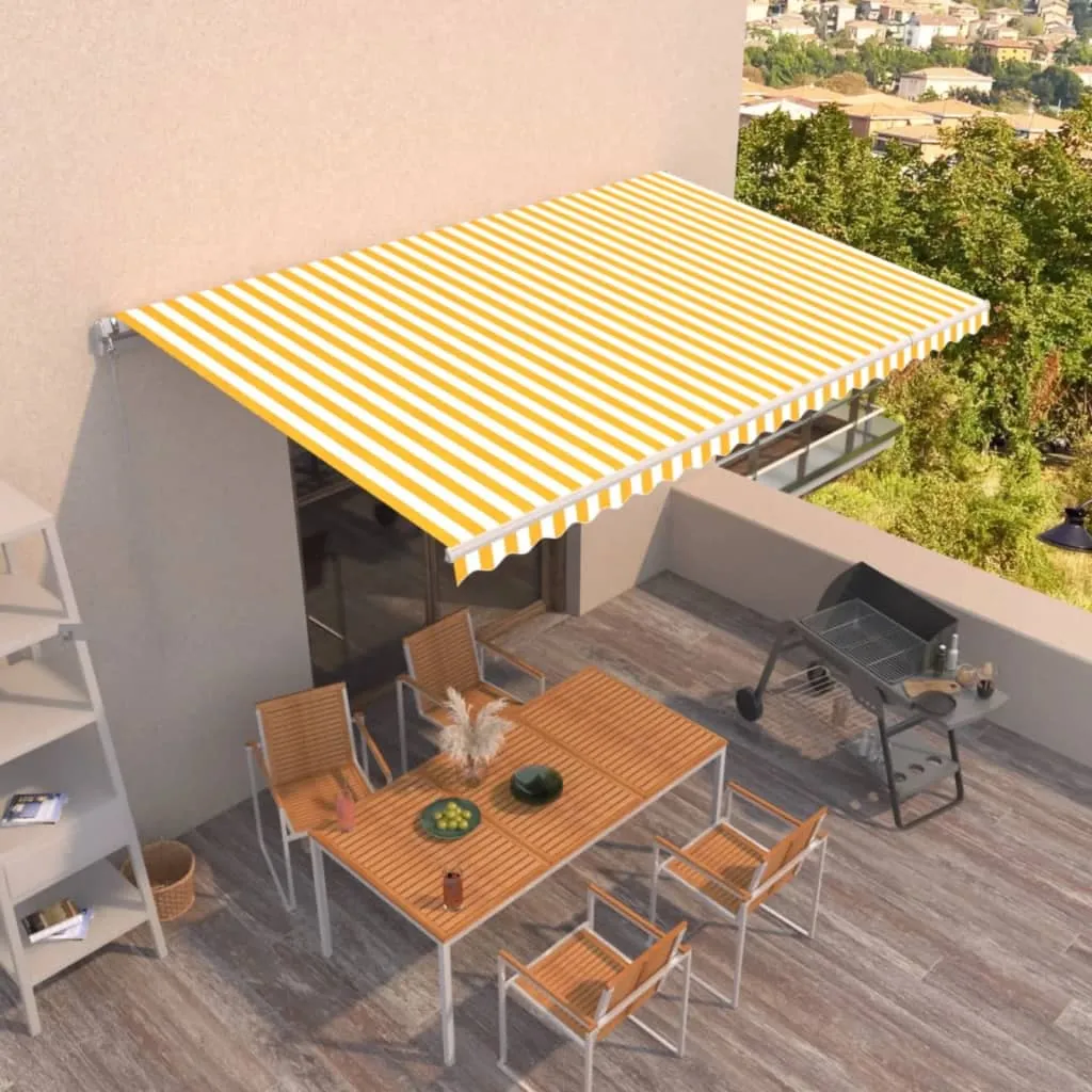 vidaXL Tenda da Sole Retrattile Manuale 500x300cm Giallo e Bianco