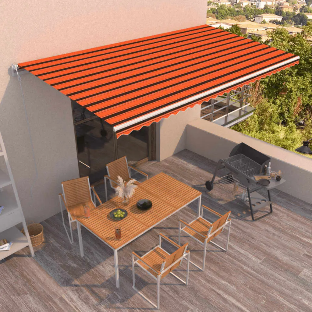 Tenda da Sole Retrattile Automatica 600x350 cm Arancio Marrone