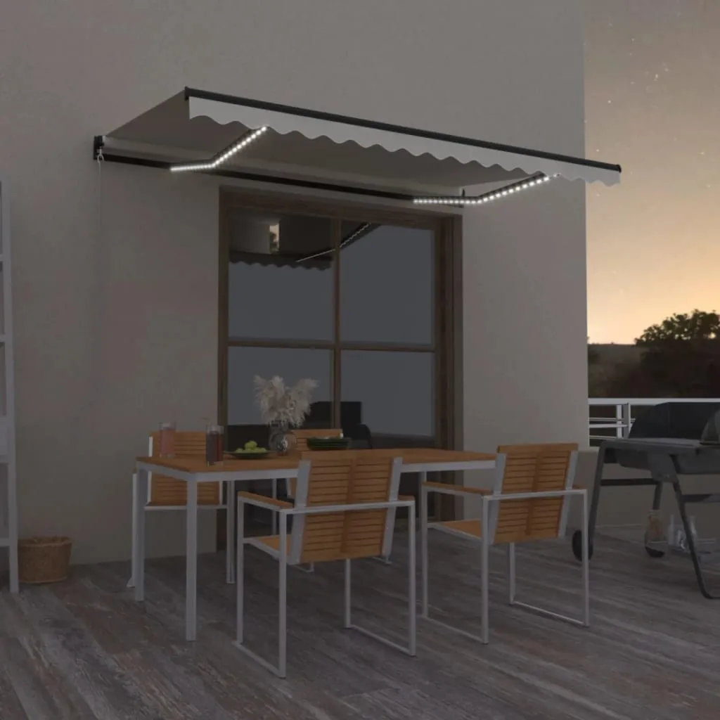 vidaXL Tenda da Sole Retrattile Manuale con LED 400x350 cm Crema