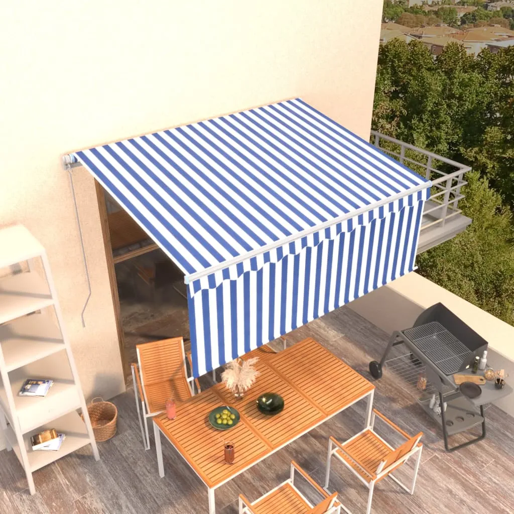 vidaXL Tenda Sole Retrattile Manuale con Parasole 3x2,5m Blu e Bianco