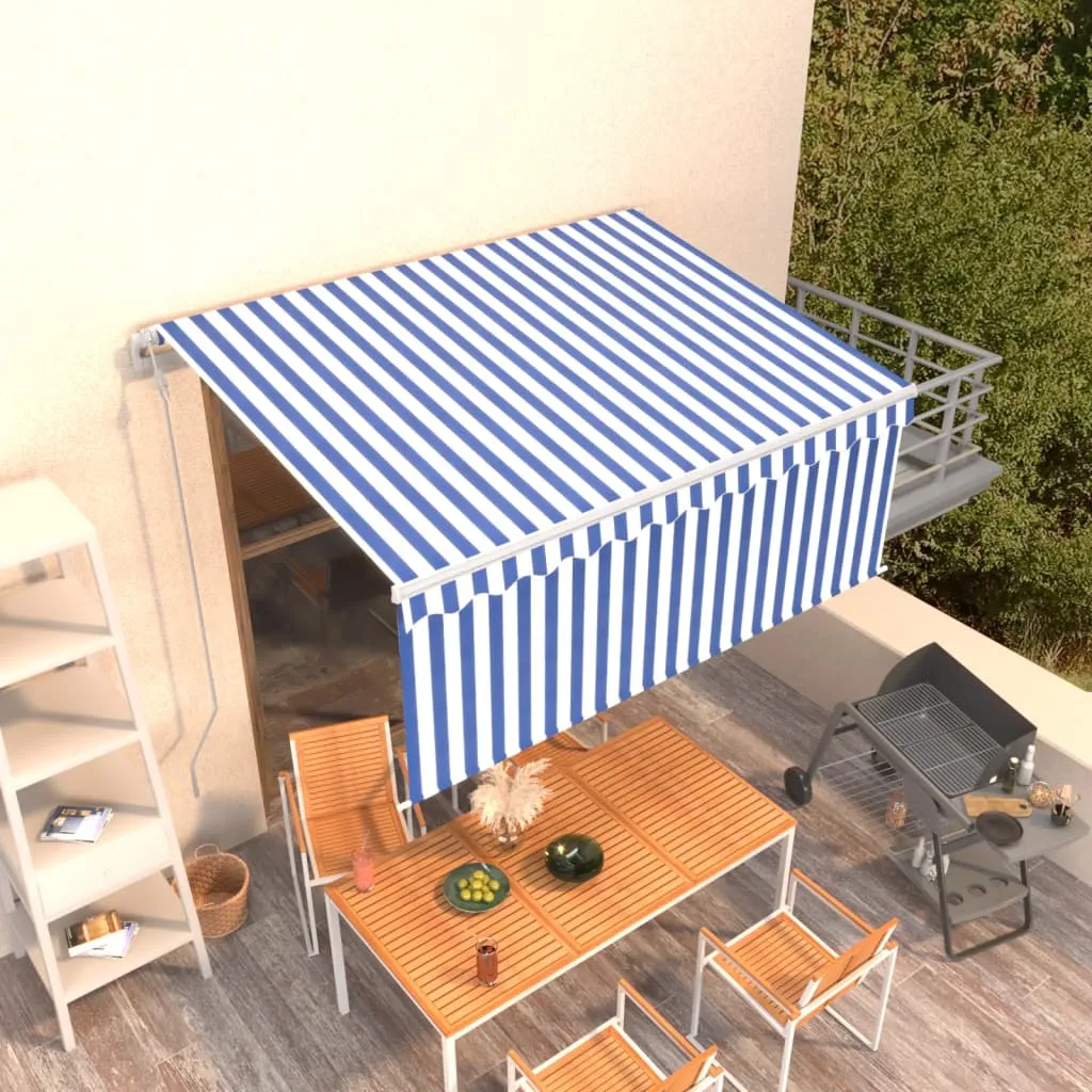 vidaXL Tenda Sole Retrattile Automatica con Parasole 3x2,5m Blu Bianco