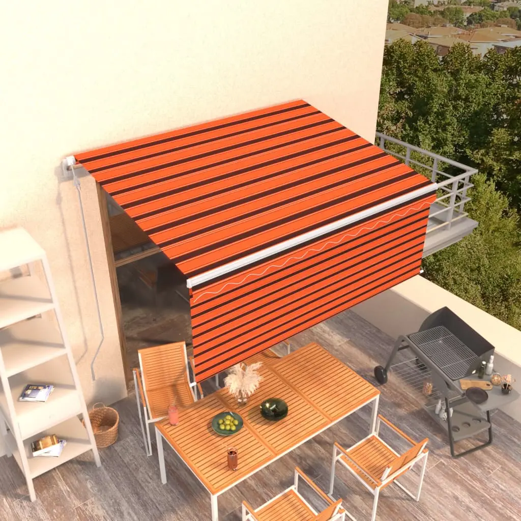 Tenda da Sole Retrattile Automatica 3x2,5m Arancione e Marrone