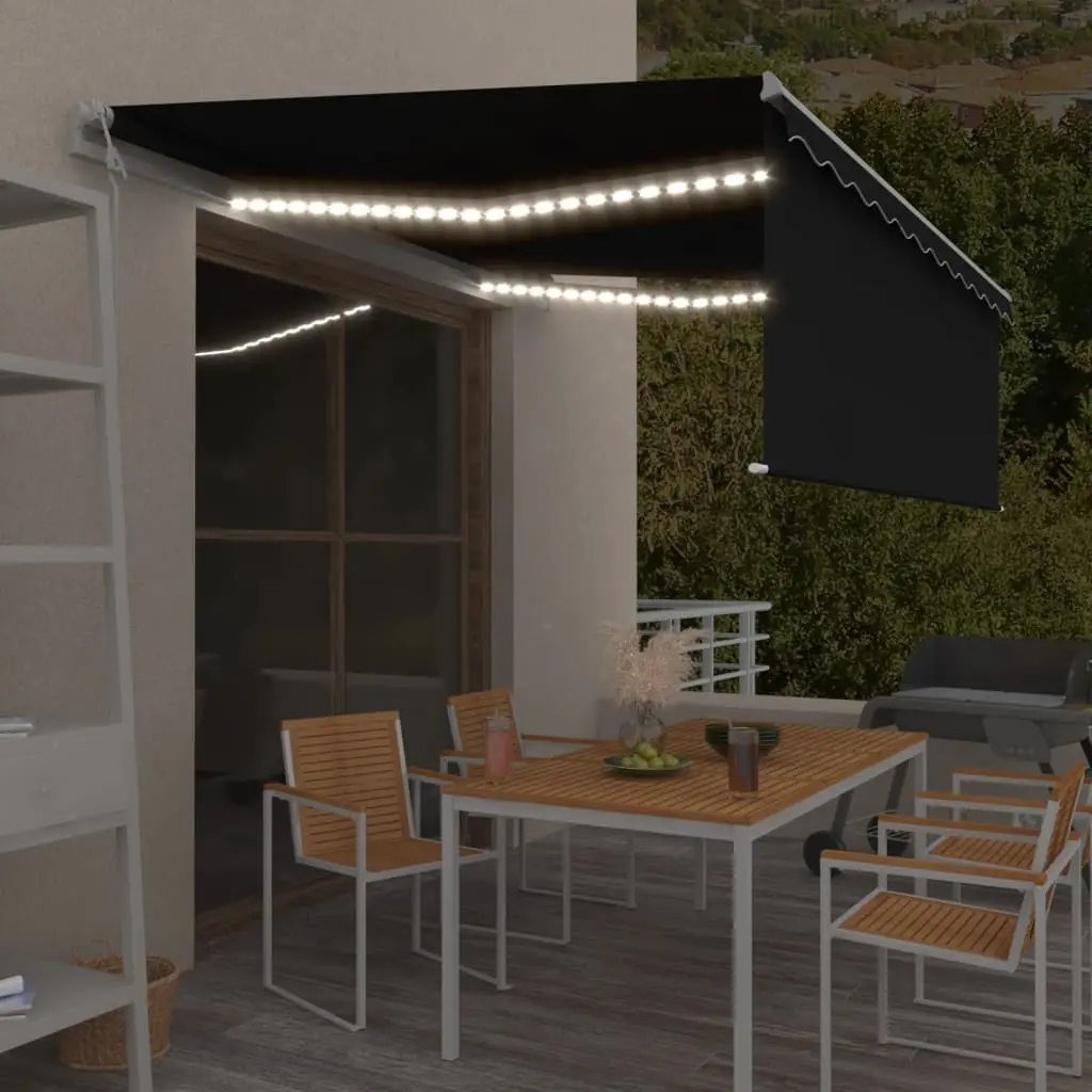 Tenda Automatica Parasole Sensore Vento e LED 4x3m Antracite