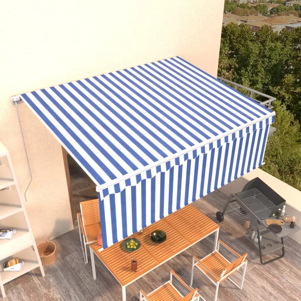 vidaXL Tenda Sole Retrattile Manuale con Parasole 4,5x3m Blu e Bianco