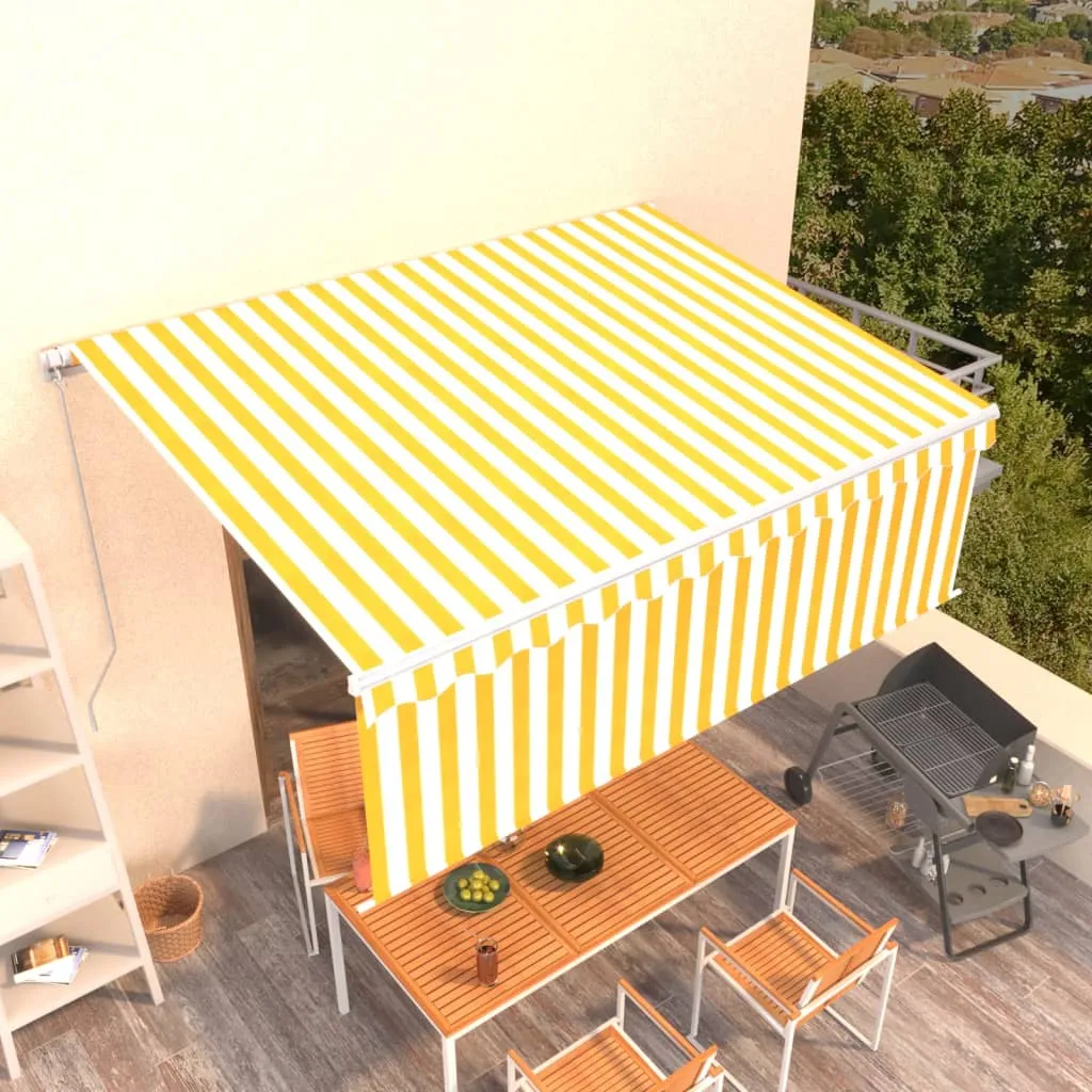 vidaXL Tenda da Sole Retrattile con Parasole 4,5x3m Gialla e Bianca