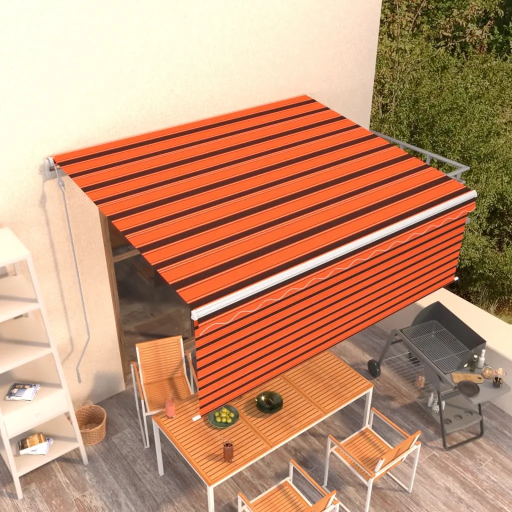 vidaXL Tenda da Sole Retrattile Automatica 4,5x3m Arancione e Marrone 